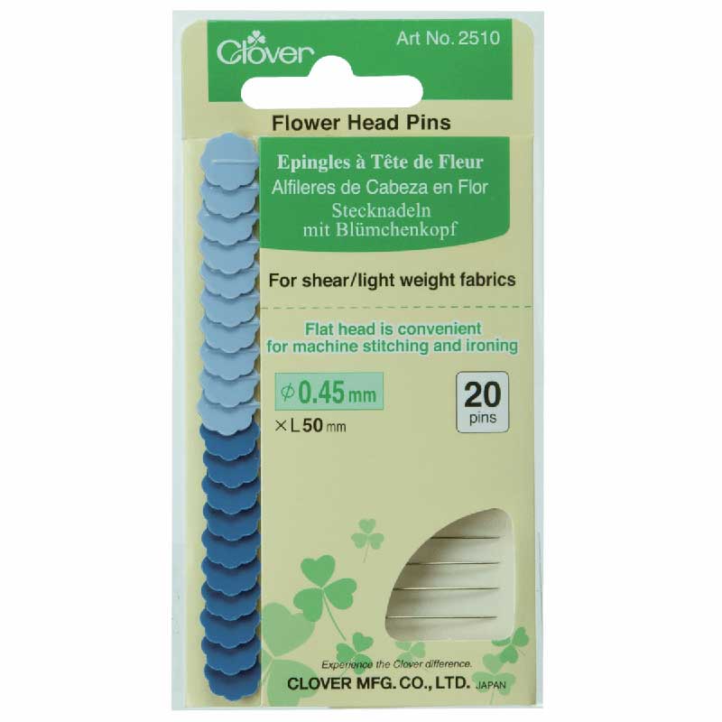 Clover Flower Head Pins - longer, sharp, durable! - for shear/light weight fabrics