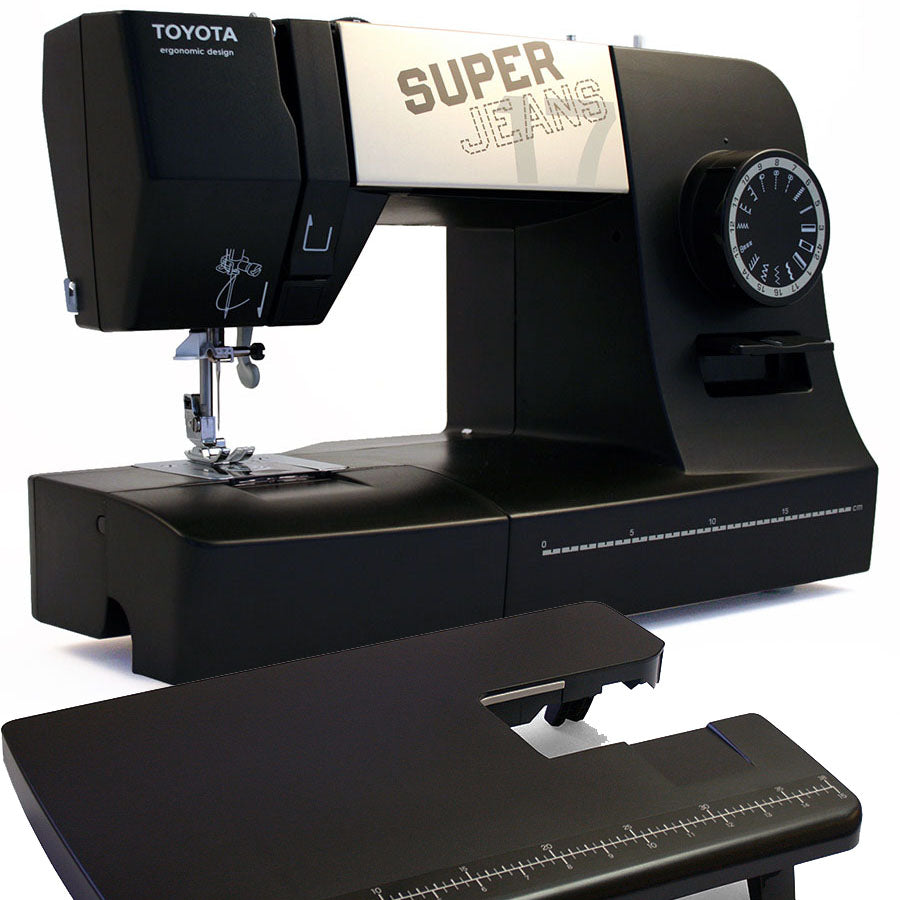 Toyota Super Jeans SJ17XL sewing machine with a Large Extension Table